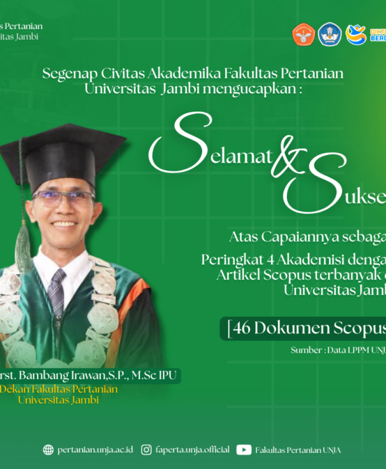 BANGGA! Dekan Fakultas Pertanian UNJA Raih Peringkat 4 Akademisi dengan Artikel Scopus Terbanyak
